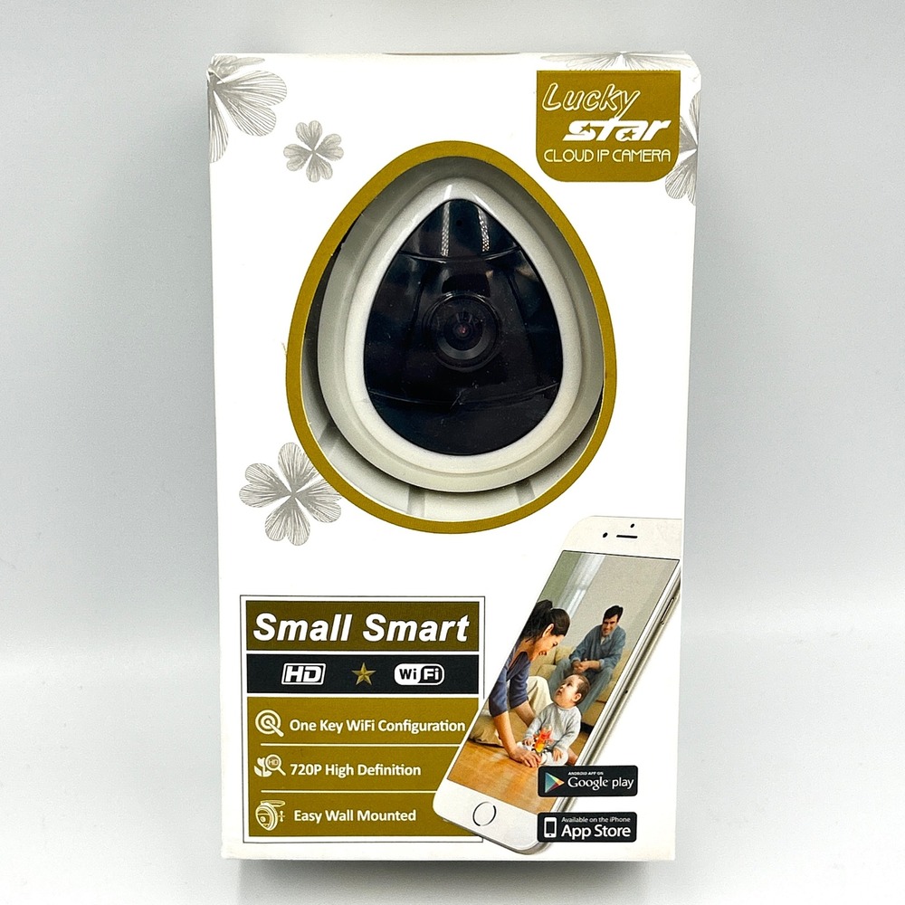 Lucky Star Small Smart Cloud IP Camera 720p HD WiFi White Mini Home Security Cam